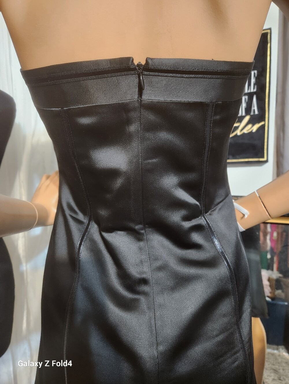Ann Taylor black strapless satin dress Sz 0 #010 - Picture 14 of 15